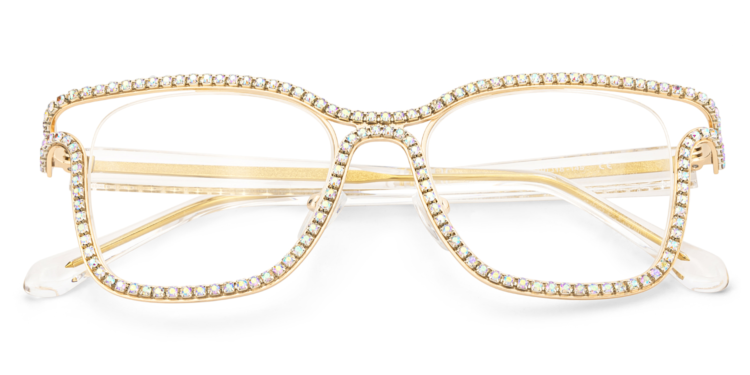 ZEELOOL Shine Gold Quadratisch Brille