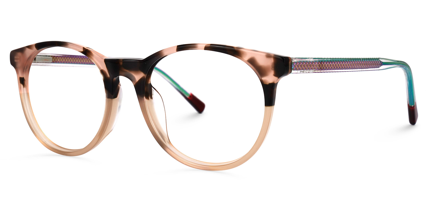 Necho Orange-Tortoise Rund Brille1