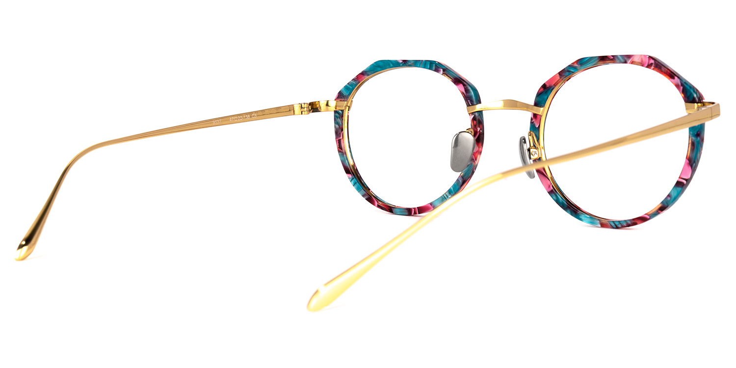 Erin Blaue Blumenmuster Geometrische Brille3