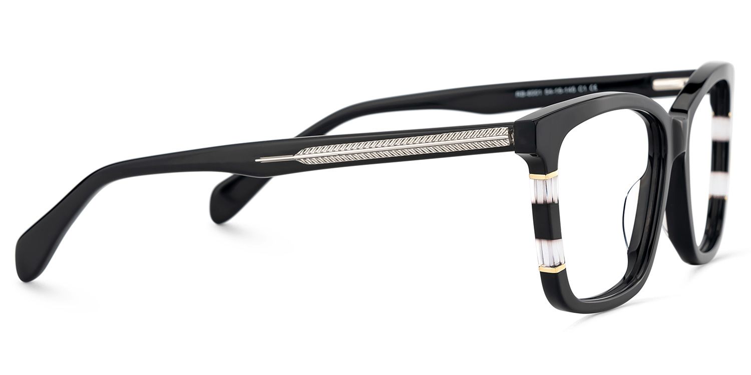 Clara Schwarz Rechteckig Acetat Brille3