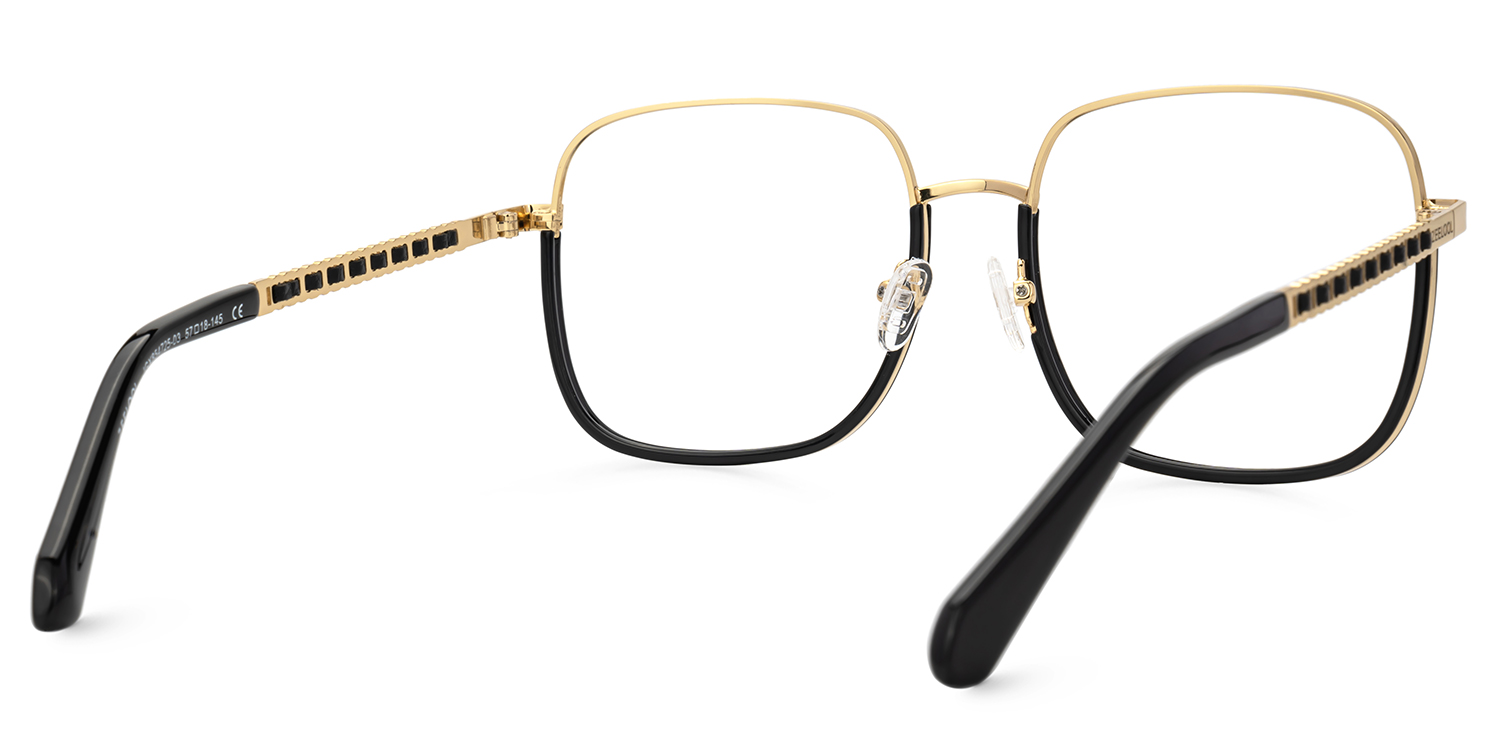 Perfecta Schwarz Quadratisch Gemischte Materialien Brille6