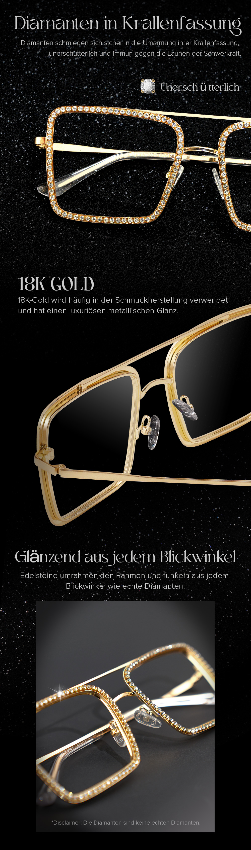 Diva Gold Quadratisch Brille
