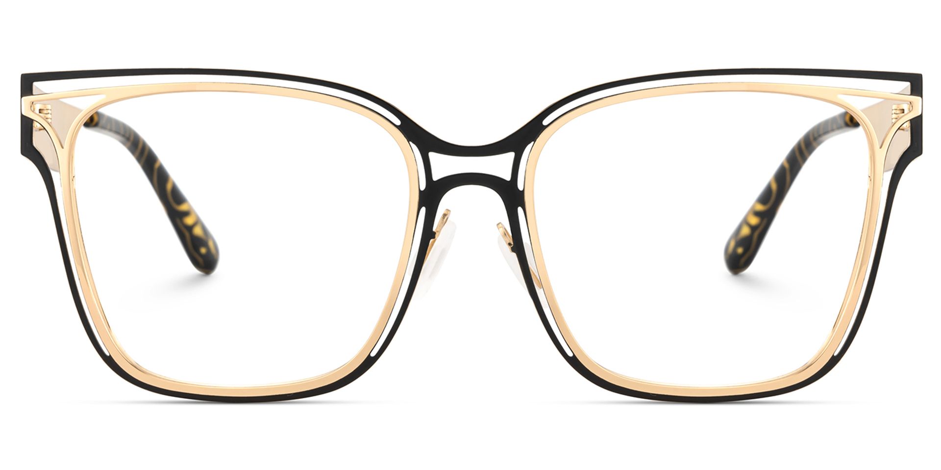 Dacarine Schwarz-Gold Quadratisch Metall Brille2