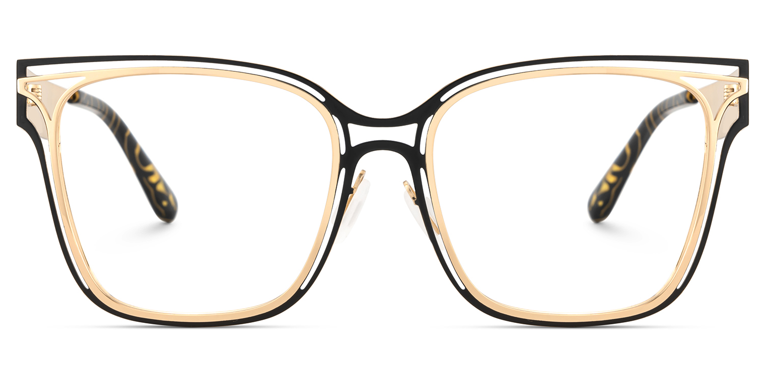 Dacarine Schwarz-Gold Quadratisch Brille